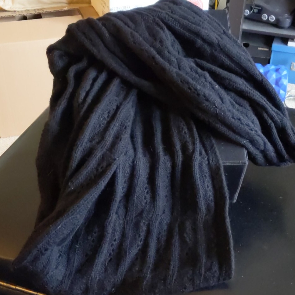 Free Add On. Black wool infinity scarf